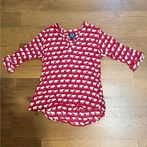 Escapada Red and White Elephant Print Top